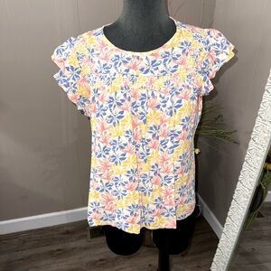 Kiwi Fresh • Butterfly Sleeve Floral Blouse